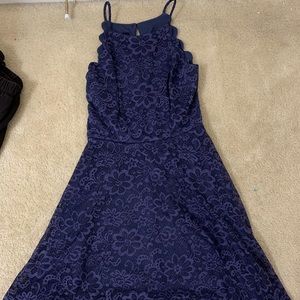 navy blue lace skater dress